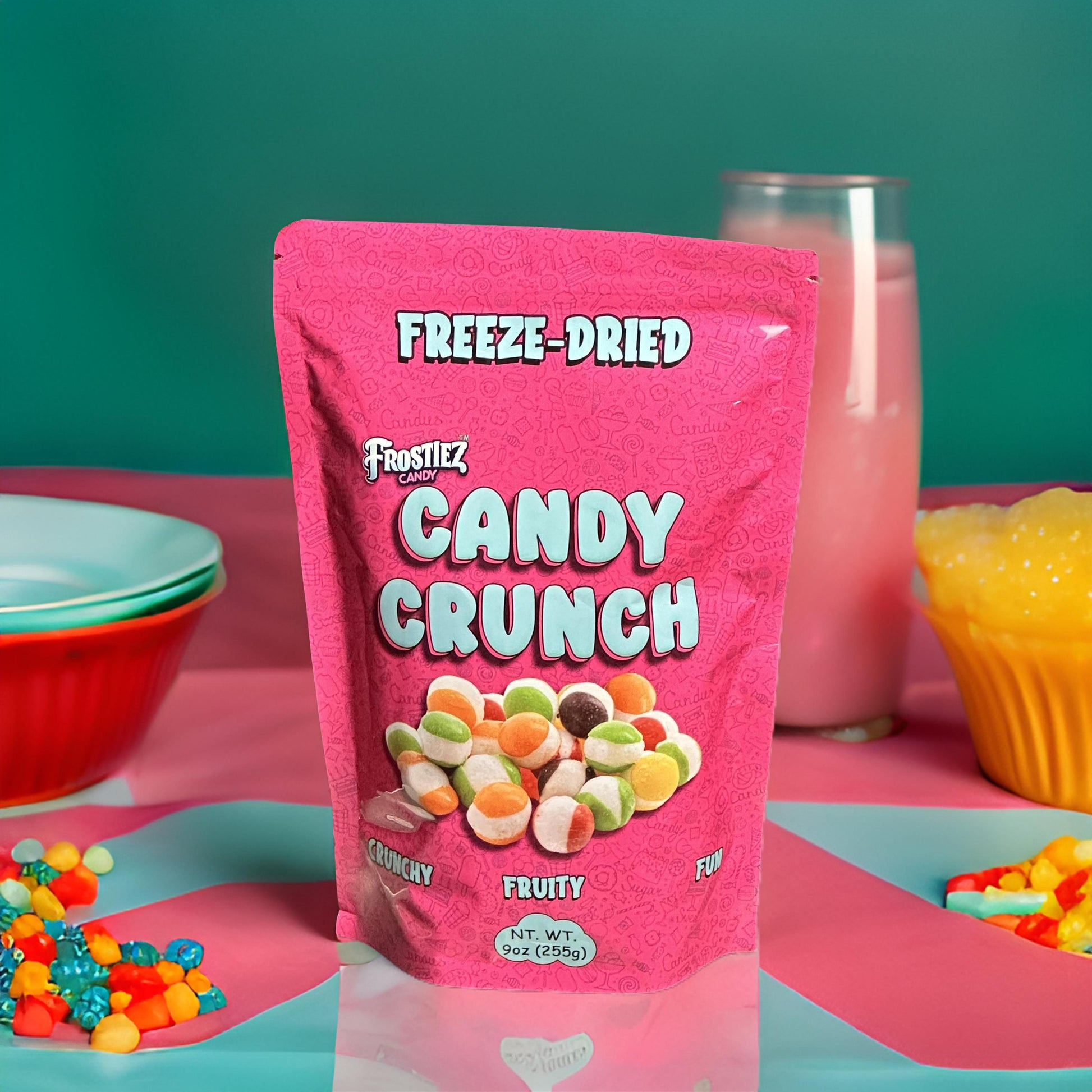 Frostiez Candy - 9oz Large Size - Rainbow Candy Crunch! - Freeze Dried Skittles